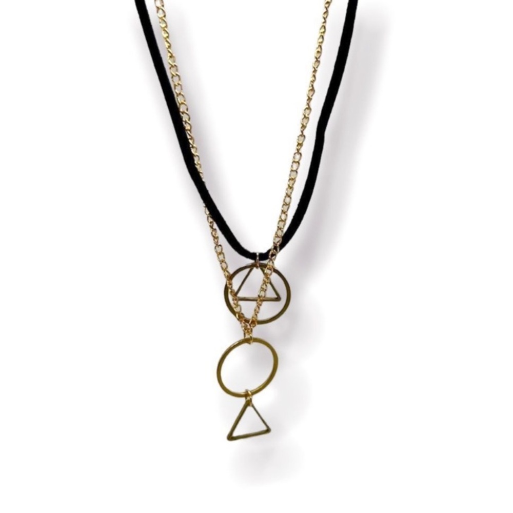 16” black and gold geometric necklace